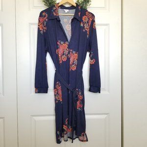 Lularoe Ellie Silky Paisley Button Up Midi Shirt Dress- Size XL